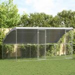 Vidaxl kennel pour chiens avec stockage 2 pcs argent 4 x 2 x 2 m acier