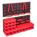 Vidaxl kit de bacs de stockage et panneaux muraux 103pcs rouge et noir