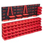 Vidaxl kit de bacs de stockage et panneaux muraux 141pcs rouge et noir