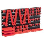 Vidaxl kit de stockage avec panneaux muraux 71 pcs rouge et noir