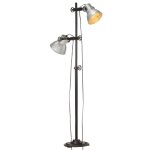 Vidaxl lampadaire avec 2 abat - jour argent e27 fonte