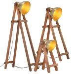 Vidaxl lampadaires 3 pcs laiton e27 bois de manguier massif