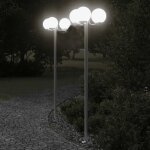 Vidaxl lampadaires d'extrieur 2 pcs argent 215 cm acier inoxydable