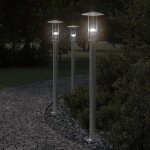 Vidaxl lampadaires d'extrieur 3 pcs argent 100 cm acier inoxydable