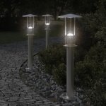 Vidaxl lampadaires d'extrieur 3 pcs argent 60 cm acier inoxydable