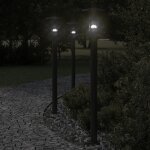 Vidaxl lampadaires d'extrieur 3 pcs noir 100 cm acier inoxydable