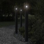 Vidaxl lampadaires d'extrieur 3 pcs noir 110 cm acier inoxydable