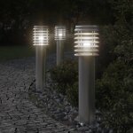 Vidaxl lampadaire d'extrieur argent 60 cm acier inoxydable