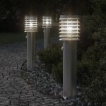 Vidaxl lampadaires d'extrieur avec capteurs 3 pcs acier inoxydable