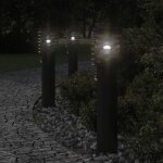 Vidaxl lampadaires d'extrieur et capteurs 3 pcs noir acier inoxydable