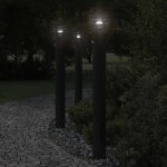 Vidaxl lampadaires d'extrieur et capteurs 3 pcs noir acier inoxydable