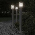 Vidaxl lampadaire d'extrieur avec capteur argent acier inoxydable