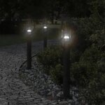 Vidaxl lampadaire d'extrieur noir 60 cm acier inoxydable