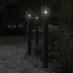 Vidaxl lampadaires d'extrieur avec sortie 3 pcs noir acier inoxydable