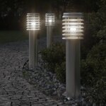 Vidaxl lampadaires d'extrieur et sortie 3pcs argent acier inoxydable