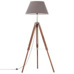 Vidaxl lampadaire a tr�pied marron miel et gris bois de teck 141 cm