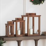 Vidaxl lanterne 3 pcs naturel bois d'acajou