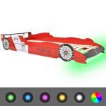 Vidaxl lit voiture de course pour enfants avec led 90 x 200 cm rouge