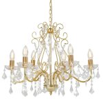 Vidaxl lustre avec perles de cristal dor rond 6 x e14