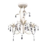 Lustre suspendu en cristal el�gant, design royal blanc, eclairage d'int�rieur