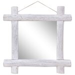 Vidaxl miroir  bches blanc 70x70 cm bois de rcupration massif