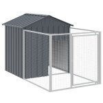 Chenil d'extrieur pour chiens anthracite acier galva 117x201x123 cm avec enclos scuris