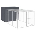 Vidaxl niche pour chien avec cour anthracite 214x457x181 cm