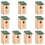 Vidaxl nichoirs 10 pcs bois de sapin massif 12x12x22 cm