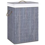 Vidaxl panier  linge avec 2 sections bambou gris 72 l