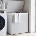 Vidaxl panier � linge avec 2 sections blanc 53x35x57 cm r�sine tress�e