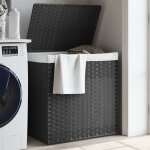 Vidaxl panier � linge avec 2 sections gris 53x35x57 cm r�sine tress�e