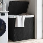 Vidaxl panier  linge avec 2 sections noir 53x35x57 cm rsine tresse