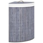 Vidaxl panier à linge d'angle bambou gris 60 l Vidaxl panier à linge d'angle bambou gris 60 l
