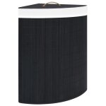 Vidaxl panier à linge d'angle bambou noir 60 l Vidaxl panier à linge d'angle bambou noir 60 l