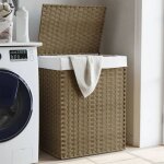Vidaxl panier � linge avec couvercle 46x33x60 cm r�sine tress�e