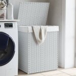 Vidaxl panier  linge avec couvercle blanc 46x33x60 cm rsine tresse