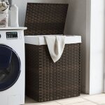 Vidaxl panier  linge avec couvercle marron fonc rsine tresse
