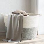 Vidaxl panier  linge gris et blanc Ø60x36 cm coton