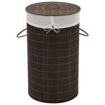 Vidaxl panier � linge rond en bambou marron fonc�