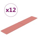 Vidaxl panneaux muraux 12 pcs rose 90x15 cm velours 1, 62 m