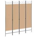 Vidaxl paravent 4 panneaux beige 160 x 180 cm tissu