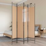 Vidaxl paravent 4 panneaux beige 160 x 200 cm tissu