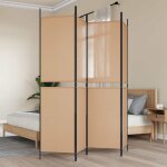 Vidaxl paravent � 4 panneaux beige 200 x 200 cm tissu