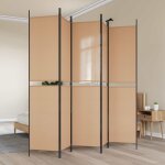 Vidaxl paravent 5 panels beige 250 x 220 cm tissu