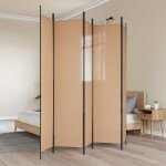 Vidaxl paravent 5 panneaux beige 250 x 220 cm tissu