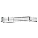 Vidaxl parc pour chien 12panneaux noir 100x50cm acier enduit de poudre
