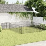 Vidaxl parc pour chien 20 panneaux noir acier galvanis