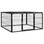 Vidaxl parc pour chien 4 panneaux noir 100x50cm acier enduit de poudre Vidaxl parc pour chien 4 panneaux noir 100x50cm acier enduit de poudre