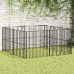 Vidaxl parc pour chien 8 panneaux noir acier galvanisé Vidaxl parc pour chien 8 panneaux noir acier galvanisé