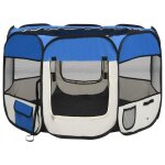 Vidaxl parc pour chiens pliable avec sac de transport bleu 90x90x58 cm